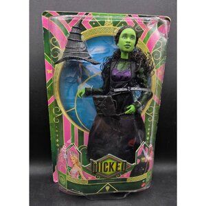 Wicked Elphaba Doll Mattel 2023 Collectible Green & Purple Black Outfit With Hat